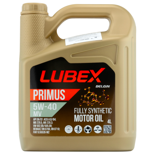 L034-1325-0404 LUBEX Синт-ое мот.масло PRIMUS MV 5W-40 CF/SN A3/B4 (4л) - 4 л